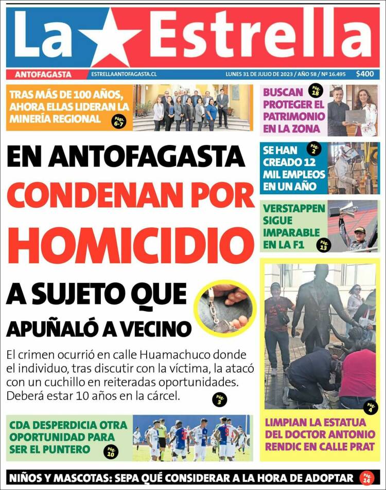 Portada de La Estrella del Norte (Chile)
