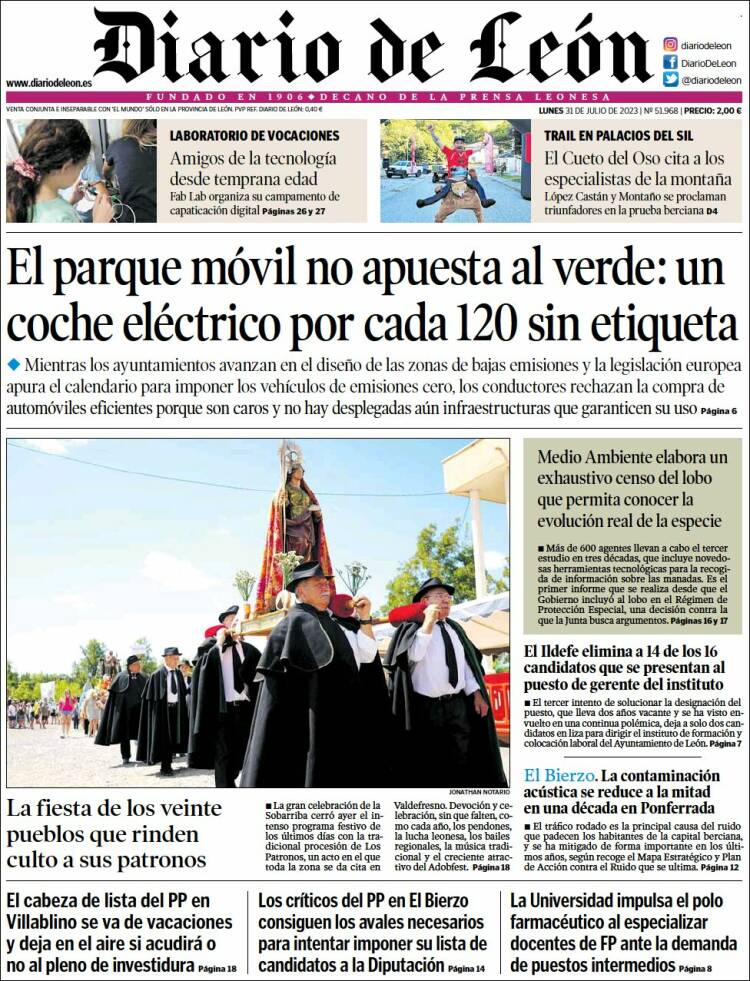 Portada de Diario de León (España)