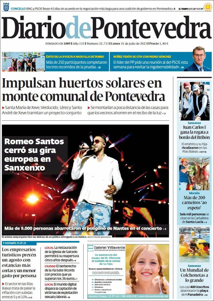 Portada de Diario de Pontevedra (España)