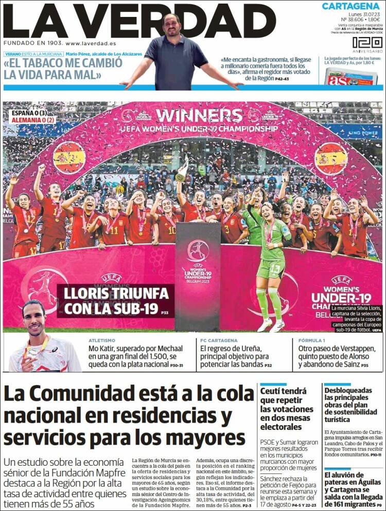 Portada de La Verdad de Cartagena (Espa&ntilde;a)