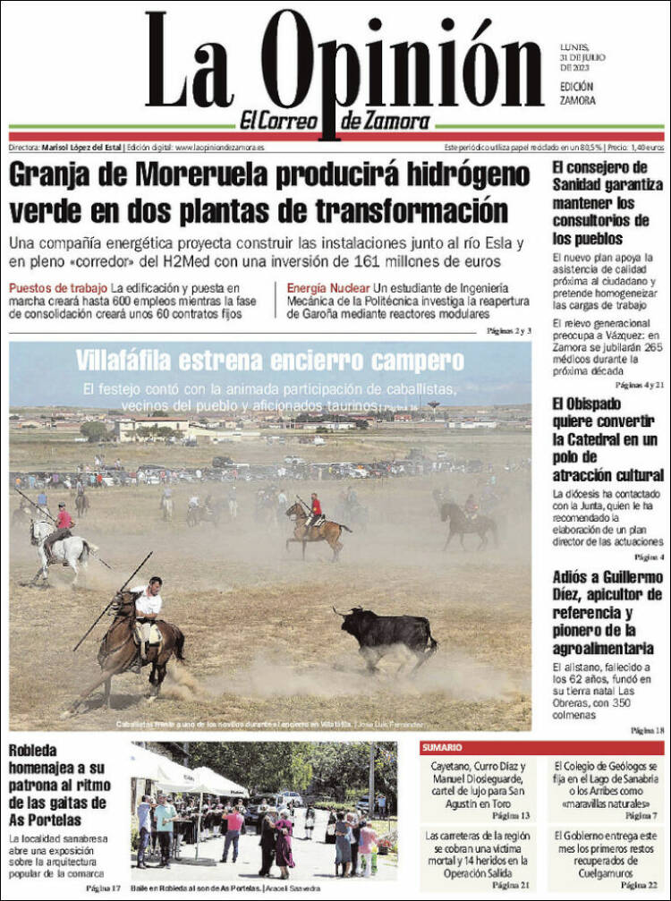 Portada de La Opinión - El Correo de Zamora (España)