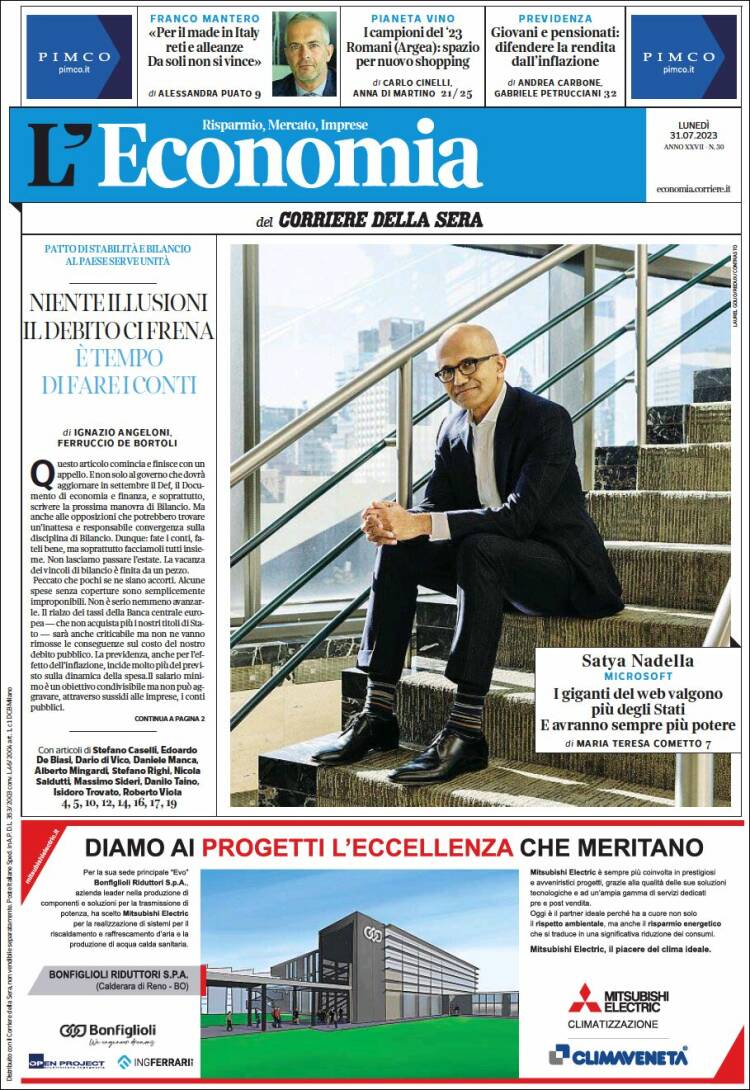Portada de L'Economia (Italia)
