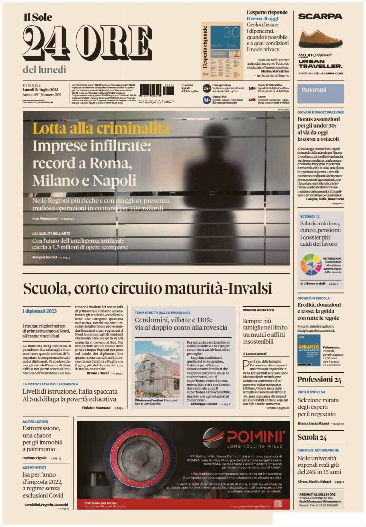 Portada de Il Sole 24 ORE (Italia)