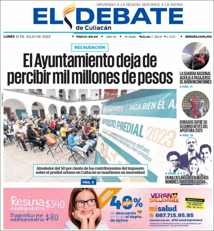 Portada de El Debate de Culiacán (M&eacute;xico)