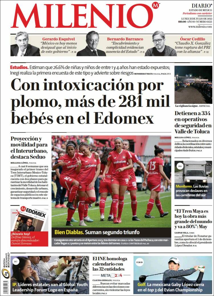 Portada de Milenio - Estado de México (M&eacute;xico)