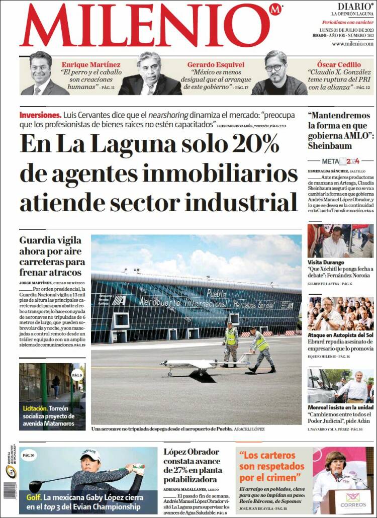 Portada de Milenio - Laguna (M&eacute;xico)
