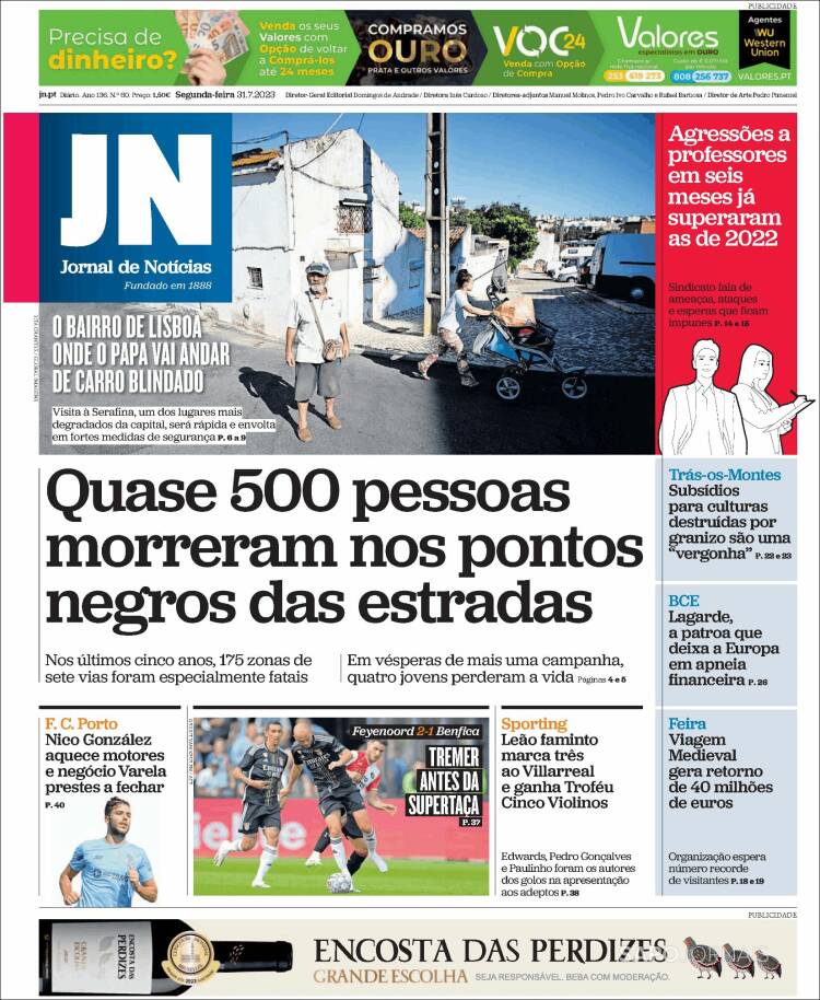 Portada de Jornal de Notícias (Portugal)