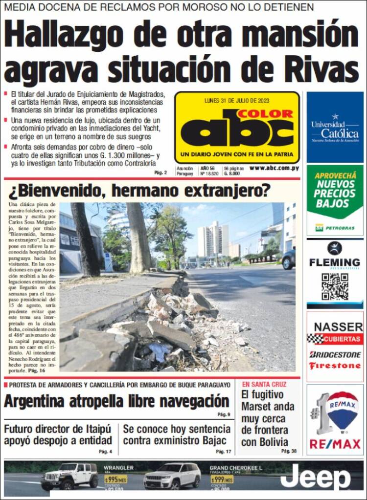 Portada de ABC Color (Paraguay)