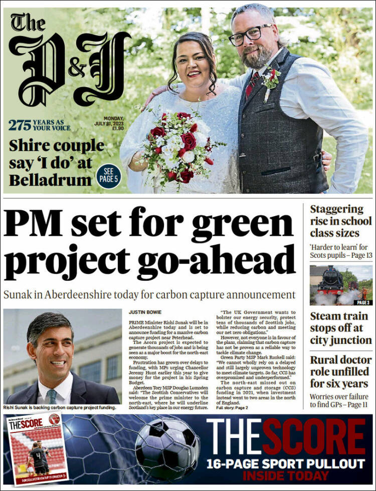 Portada de The Press and Journal (Reino Unido)