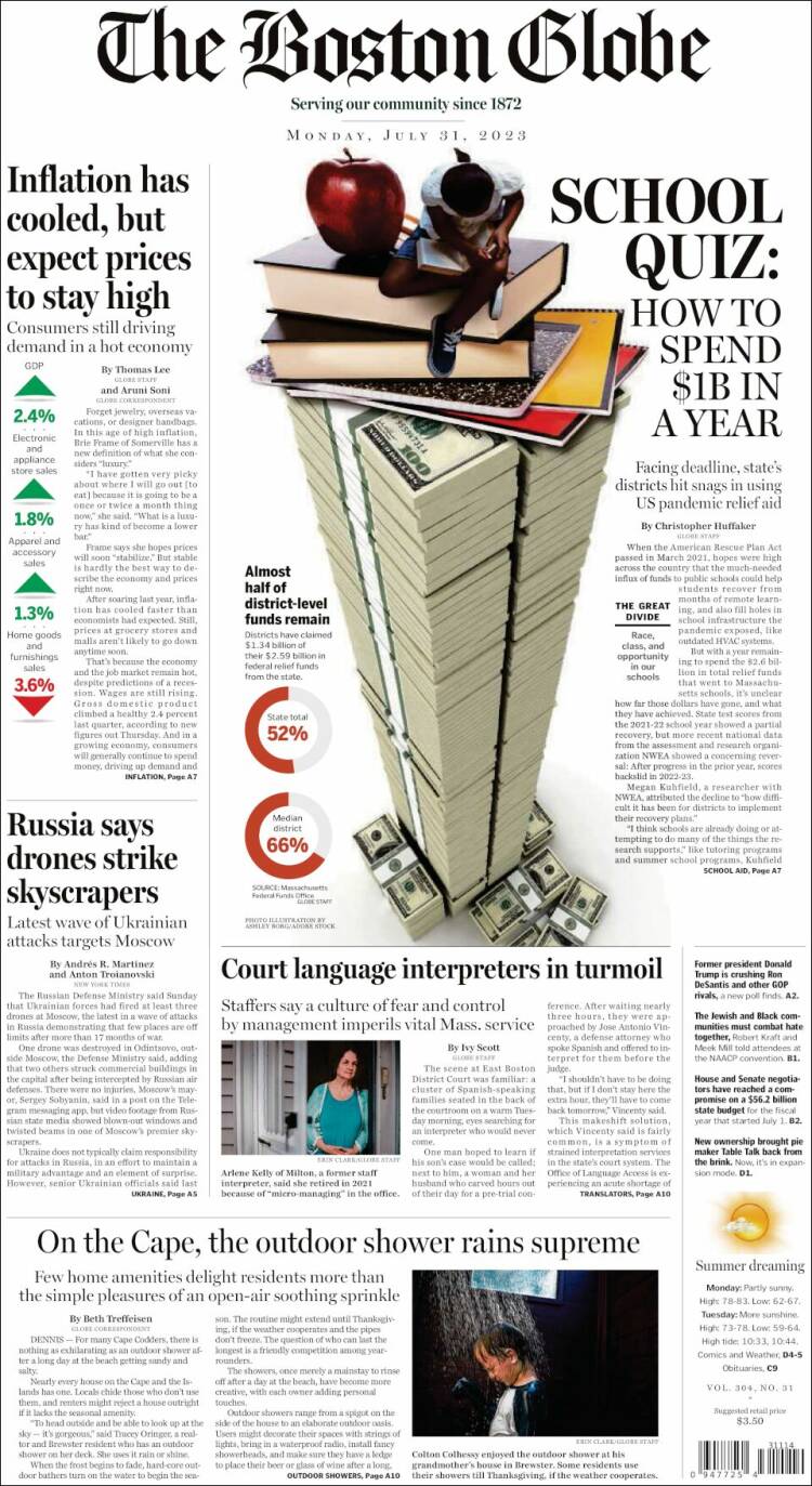 Portada de Boston Globe (USA)