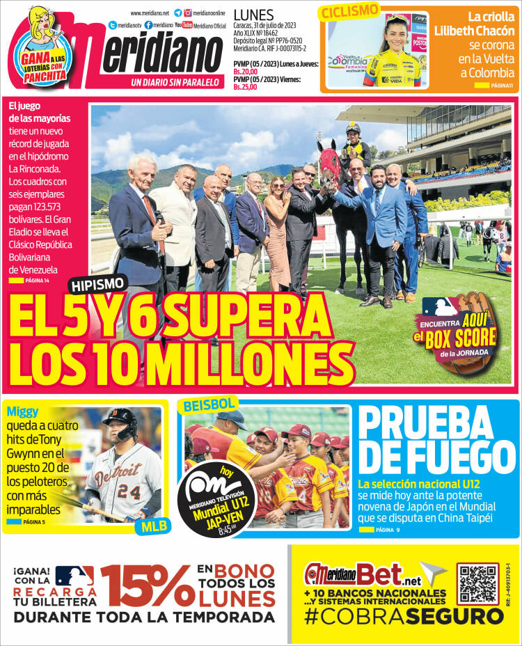 Portada de Meridiano (Venezuela)