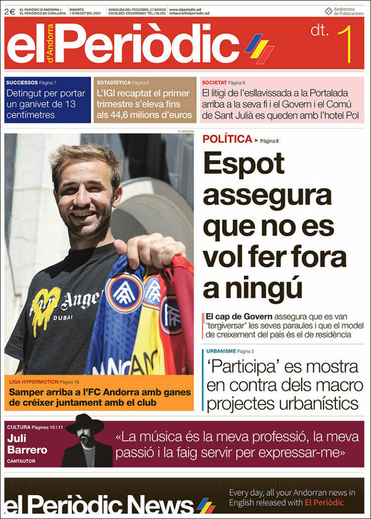 Portada de El Periòdic d'Andorra (Andorra)