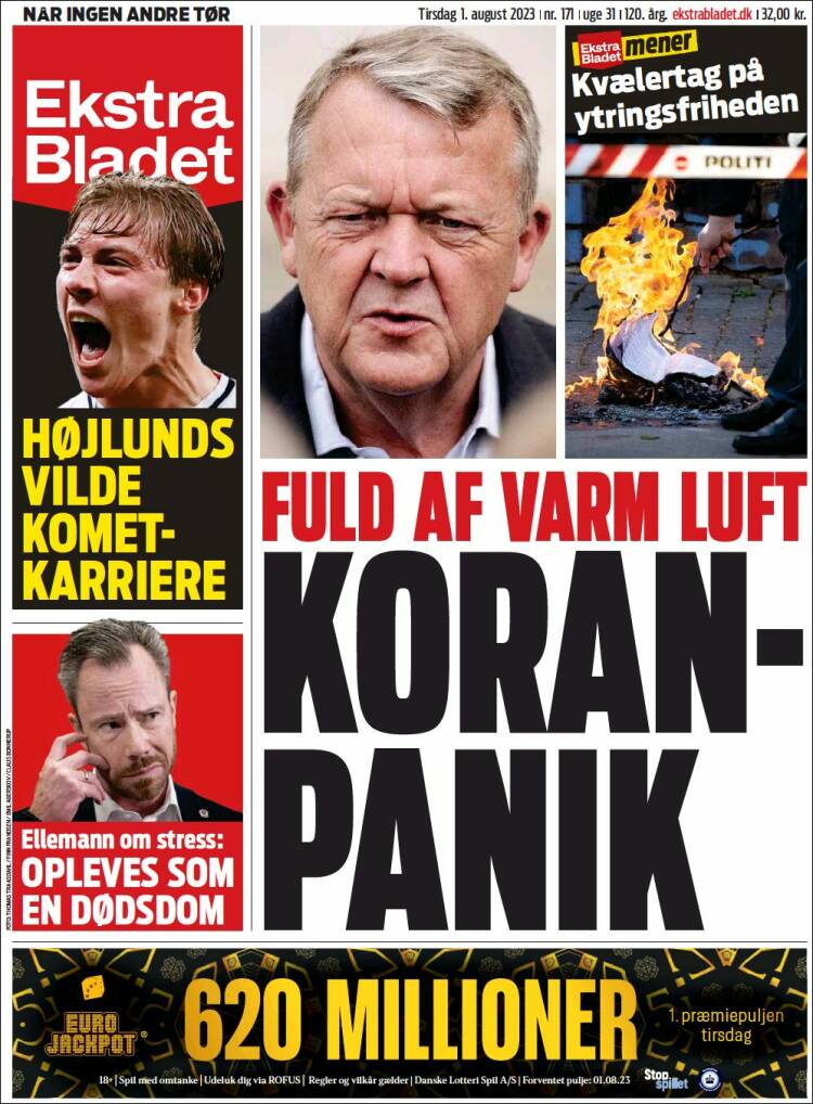 Portada de Ekstra Bladet (Dinamarca)