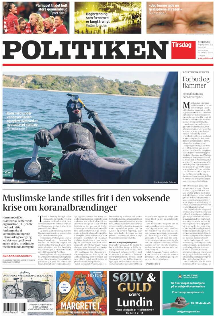 Portada de Politiken (Dinamarca)