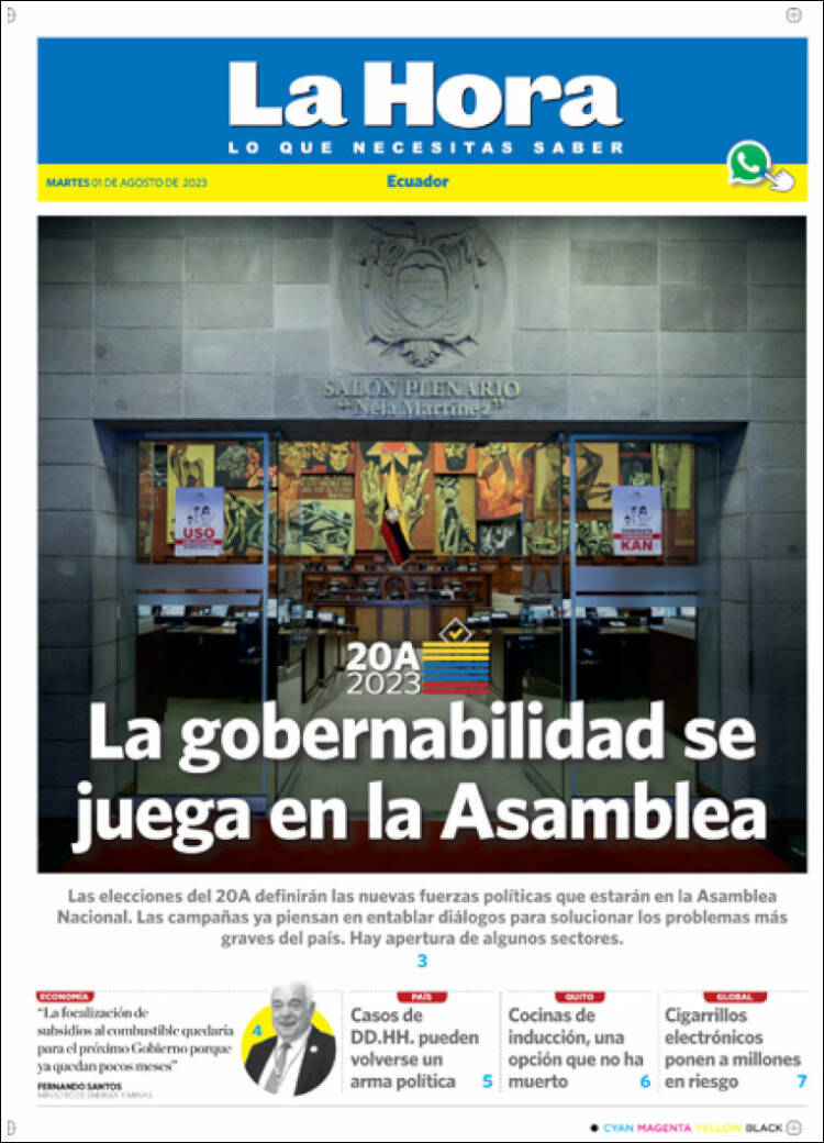 Portada de La Hora - Ecuador (Ecuador)