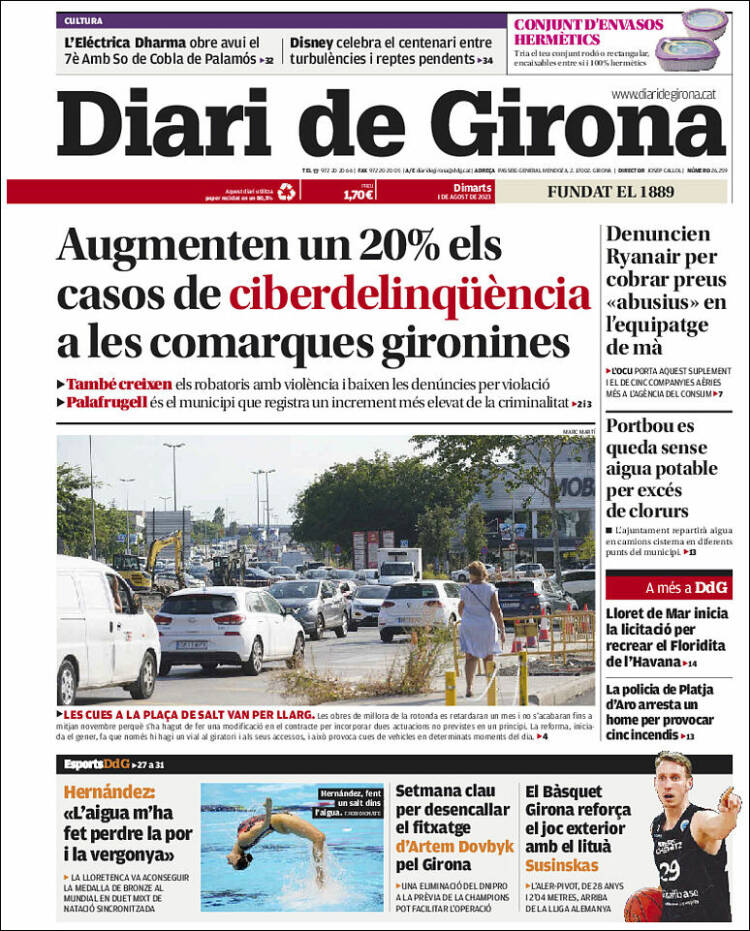 Portada de Diari de Girona (España)