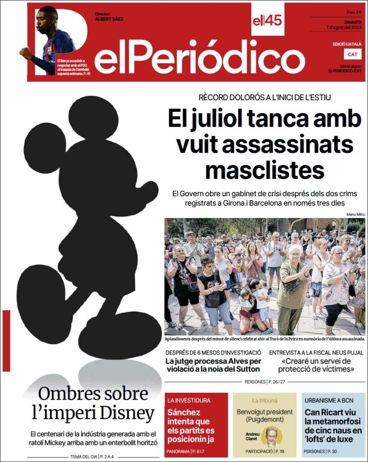 Portada de El Periódico de Catalunya (España)