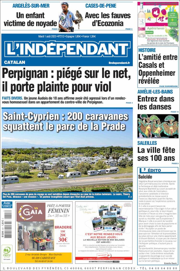 Portada de Le Indépendant (Francia)