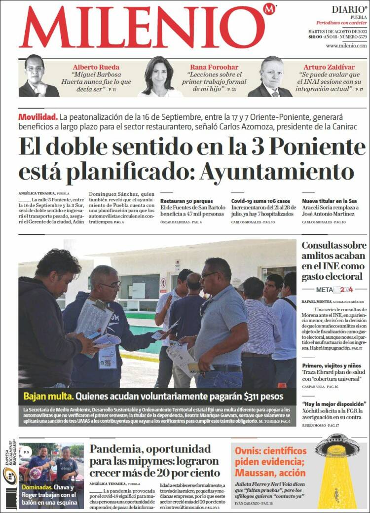 Portada de Milenio de Puebla (México)