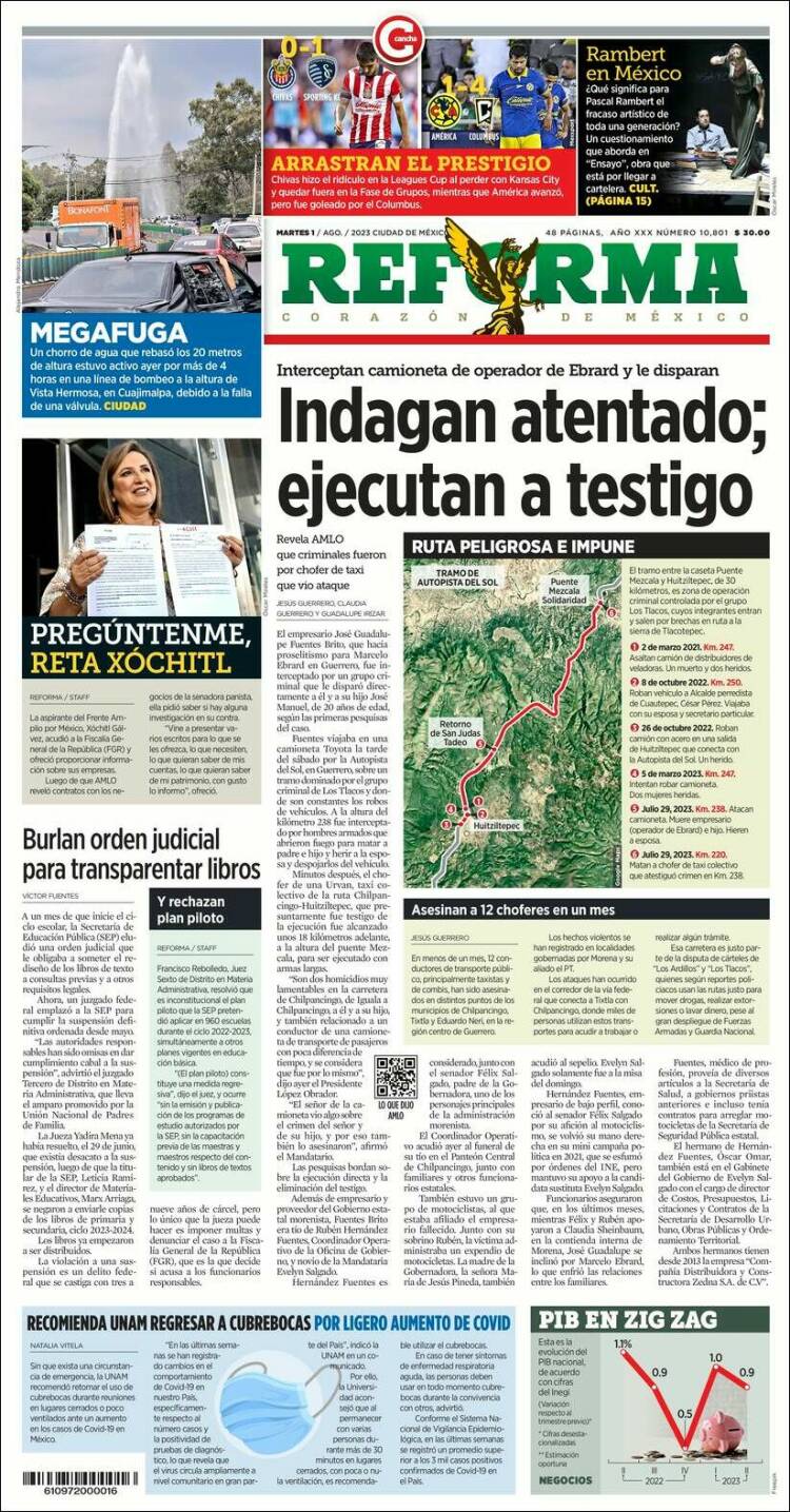 Portada de Reforma (México)