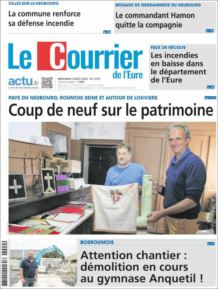 Portada de Le Courrier de l'Ouest (Francia)