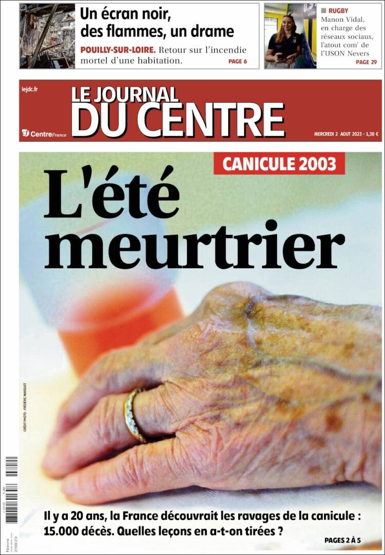 Portada de Le Journal du Centre (Francia)