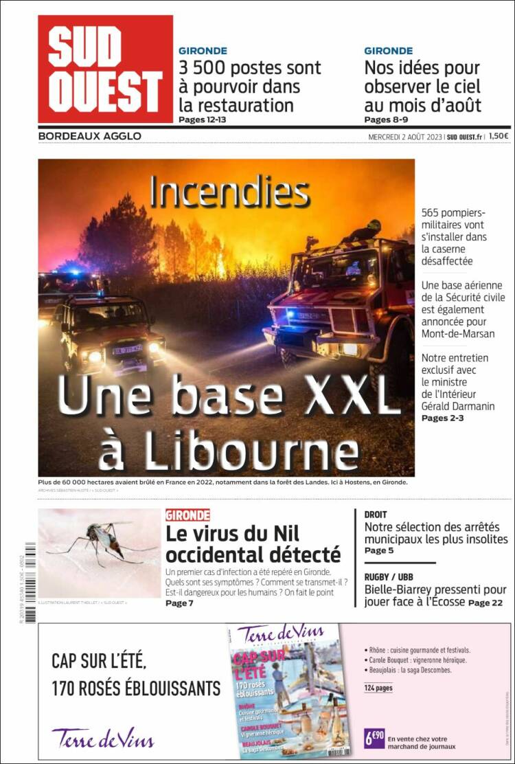 Portada de Sud Ouest (Francia)