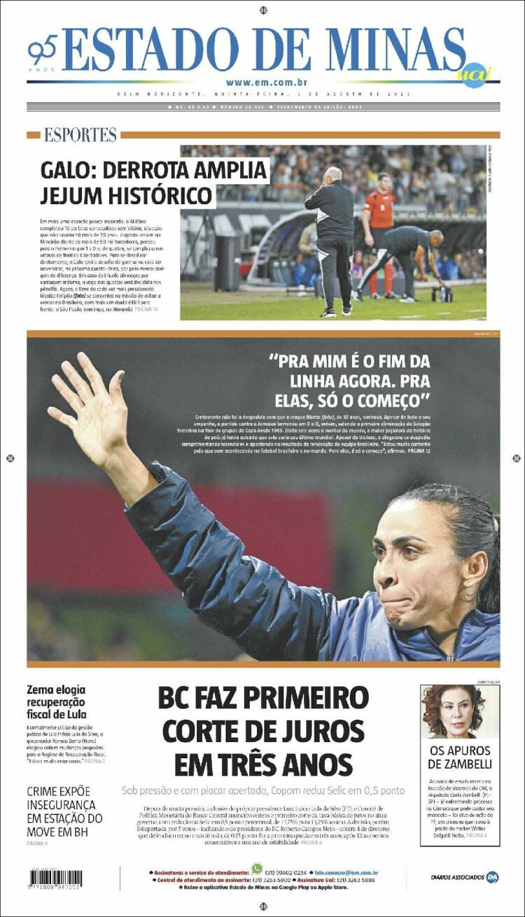 Portada de Jornal Estado de Minas (Brasil)