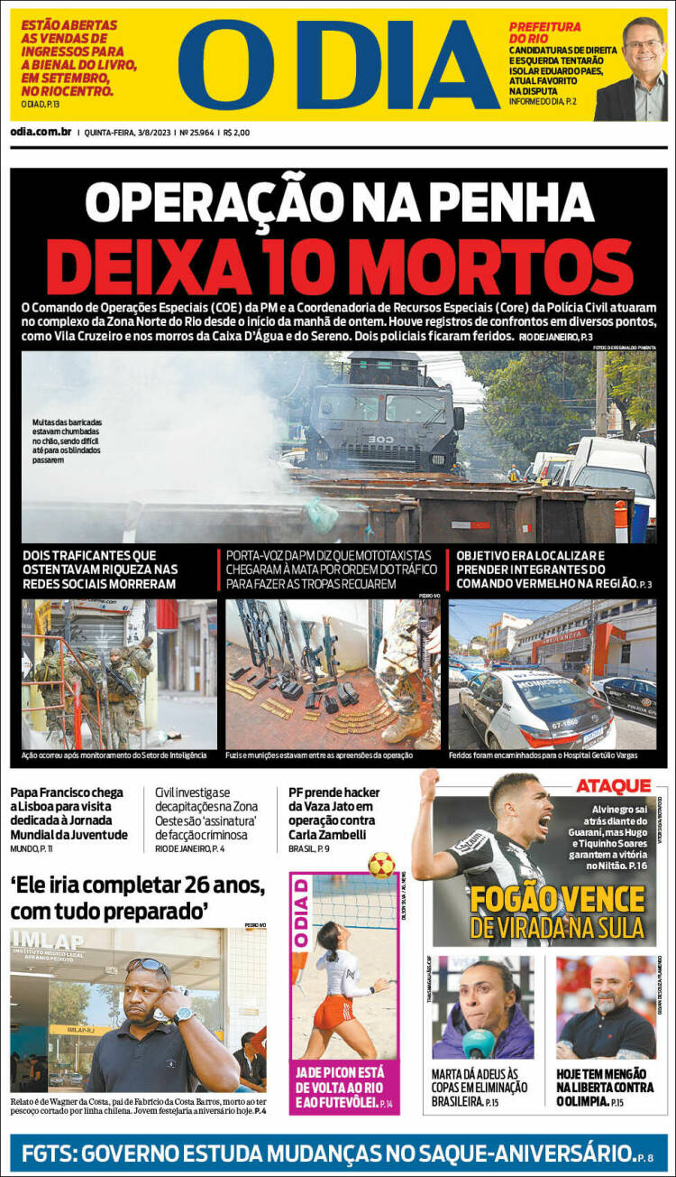 Portada de O Dia (Brasil)