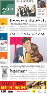 Portada de The Vancouver Sun (Canadá)