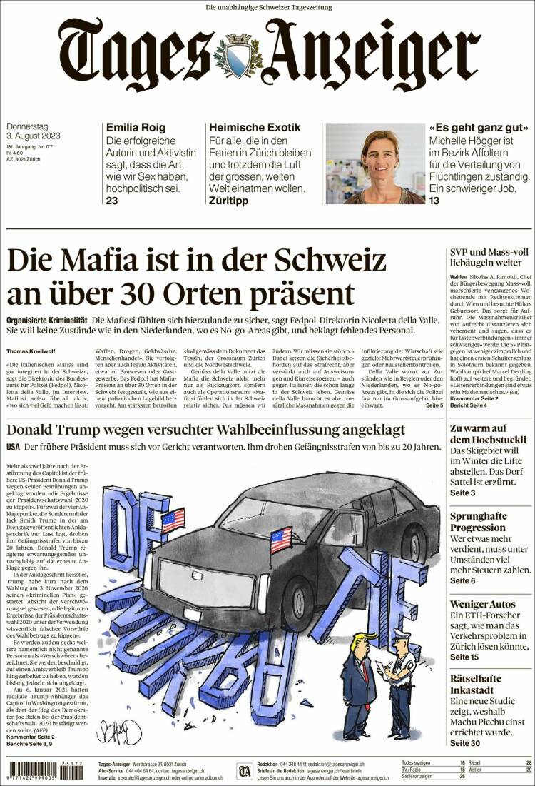 Portada de Tages-Anzeiger (Suisse)