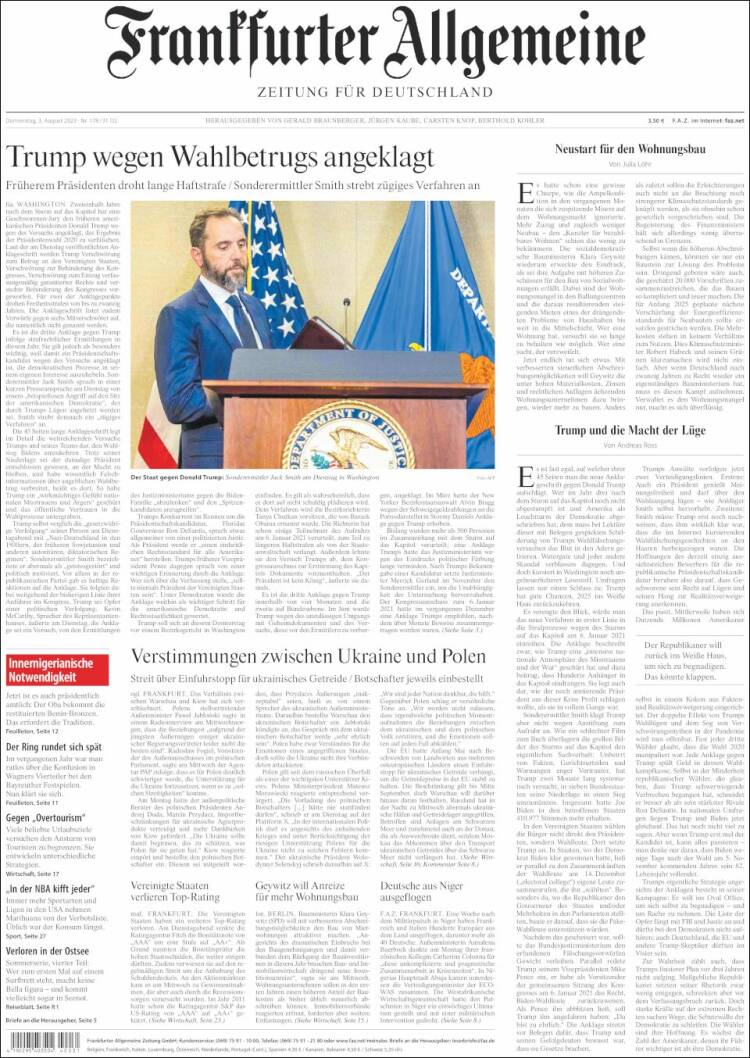 Portada de Frankfurter Allgemeine (Alemania)