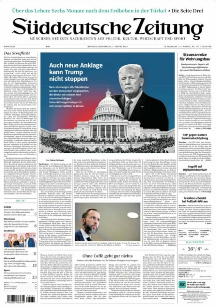 Portada de Sueddeutsche (Alemania)