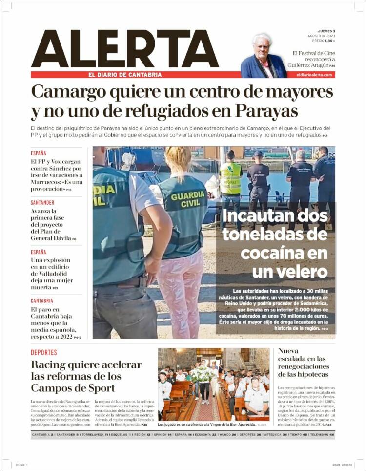 Portada de Alerta - El Diario de Cantabria (España)