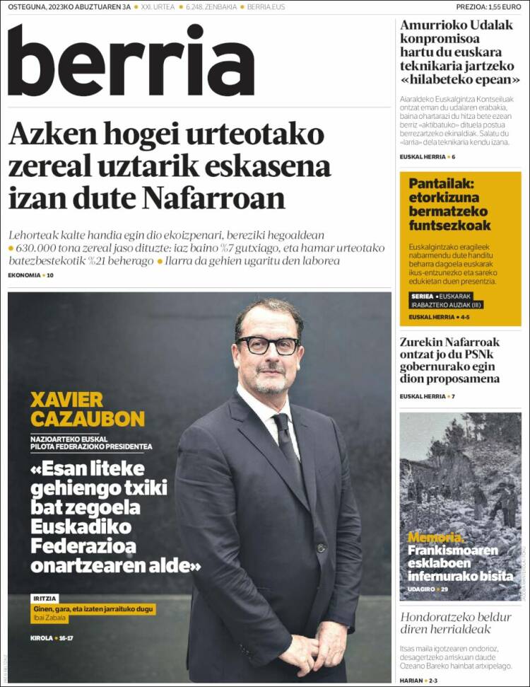 Portada de Berria (Spain)