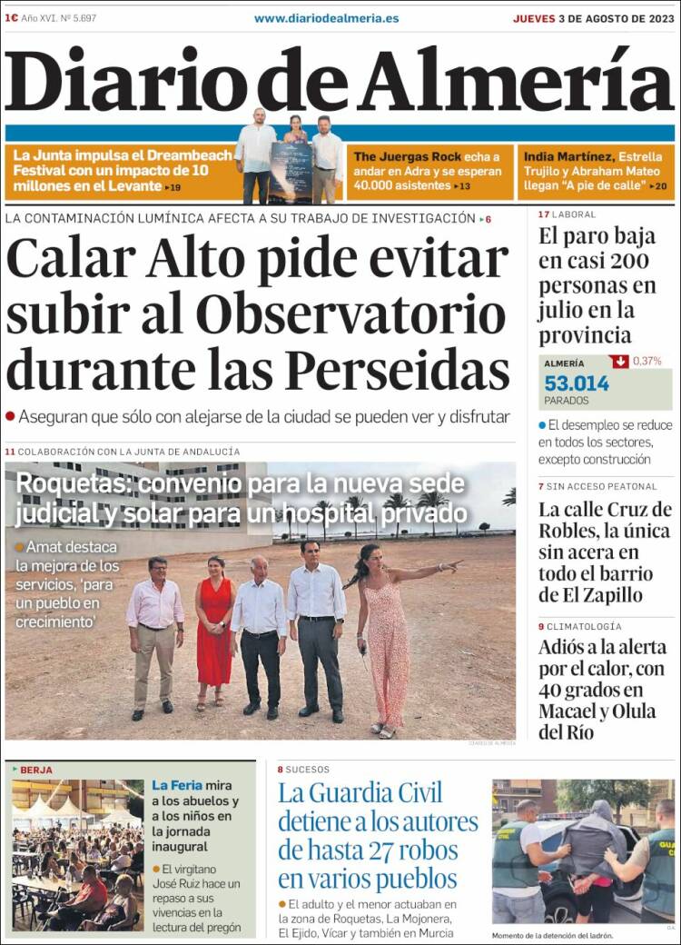 Portada de Diario de Almería (Spain)