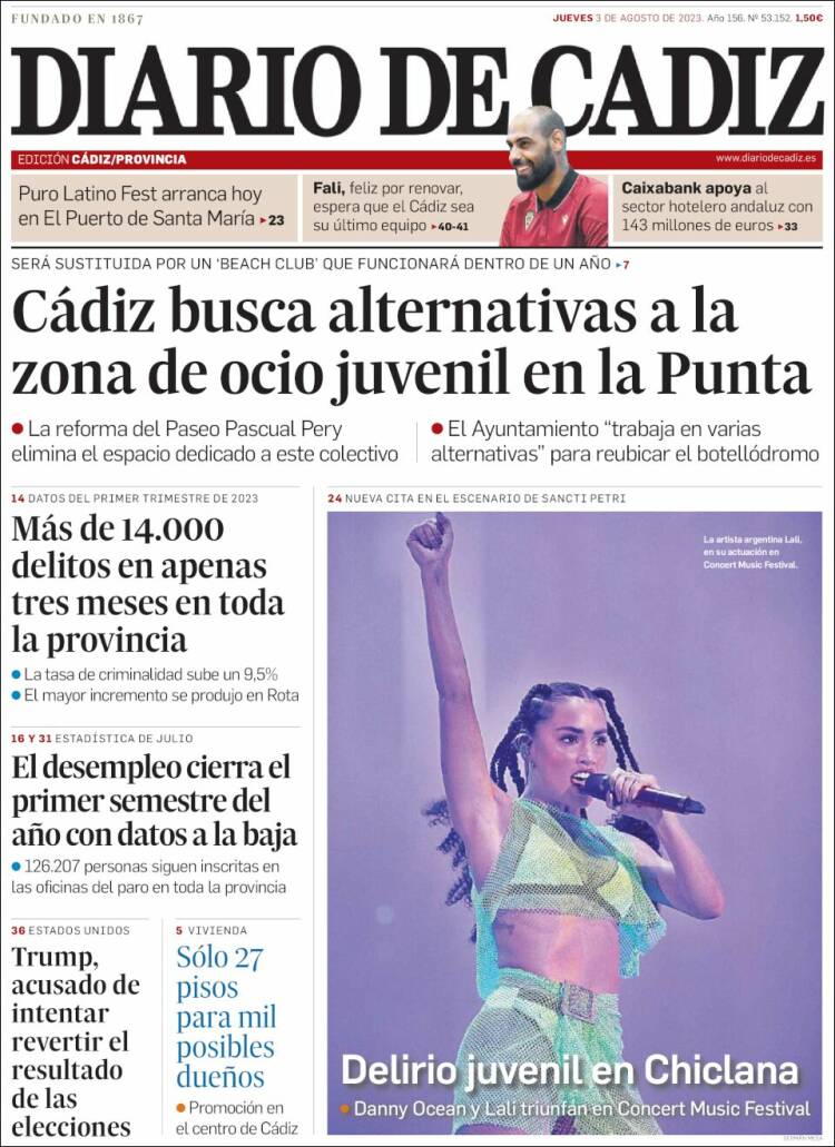 Portada de Diario de Cádiz (Spain)