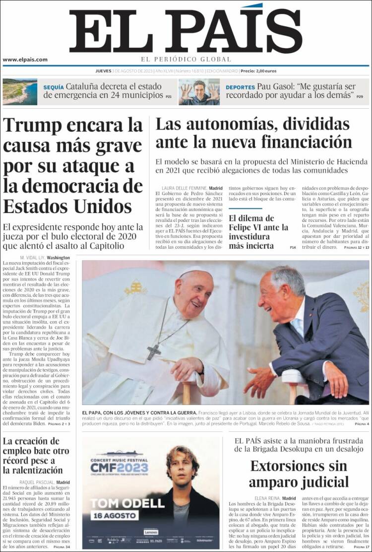 Portada de El País (Spain)