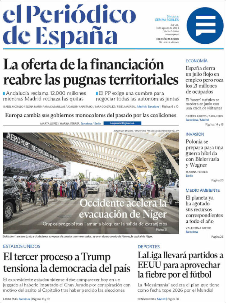 Portada de El Periódico de España (Spain)