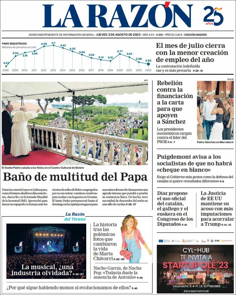Portada de La Razón (Spain)