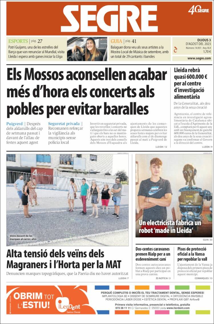 Portada de Segre (Spain)