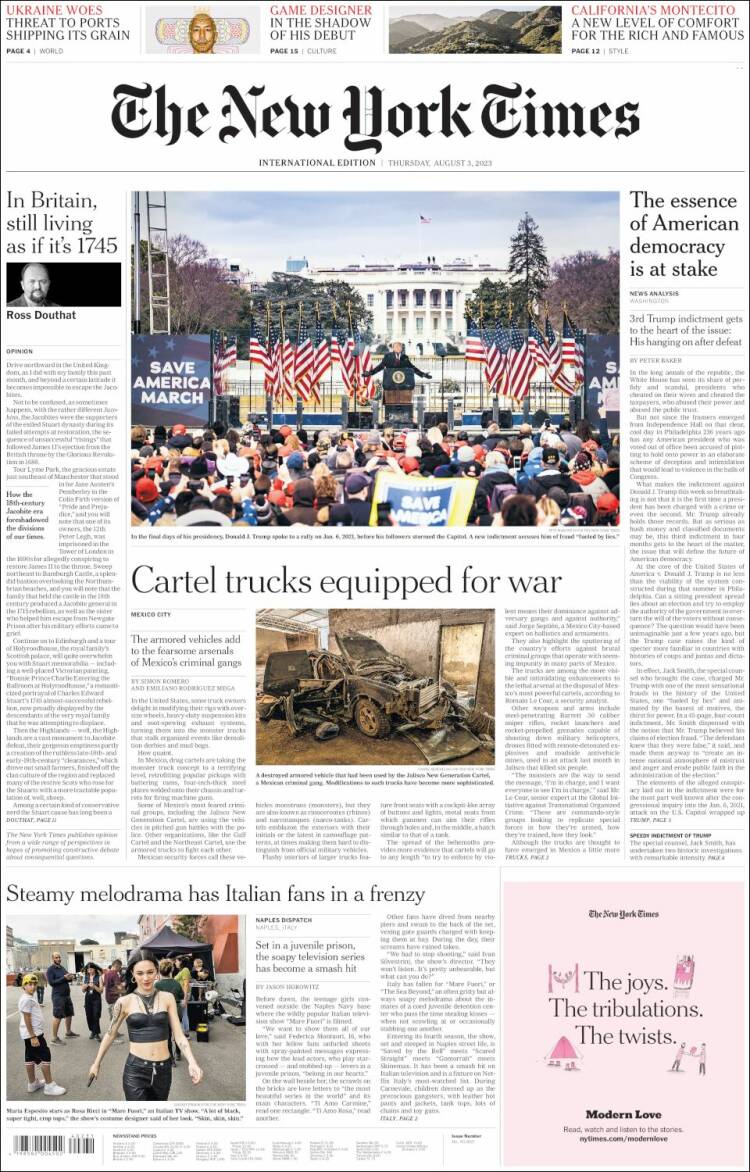 Portada de International New York Times (Europa)