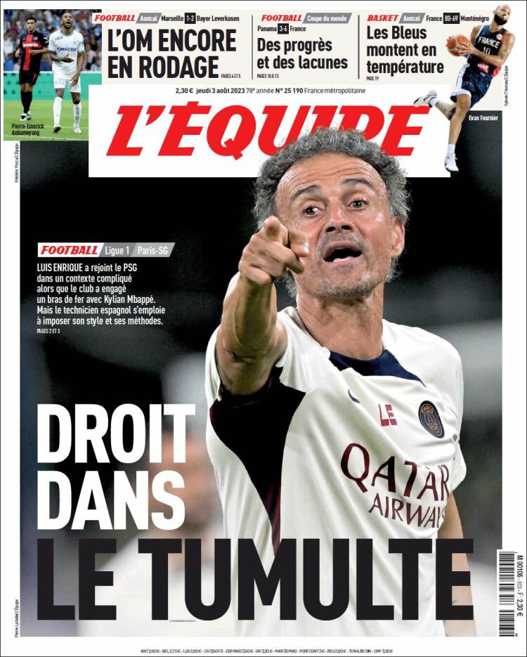 Portada de L'Equipe (France)