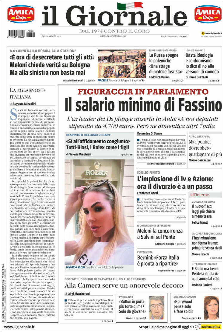 Portada de il Giornale (Italia)