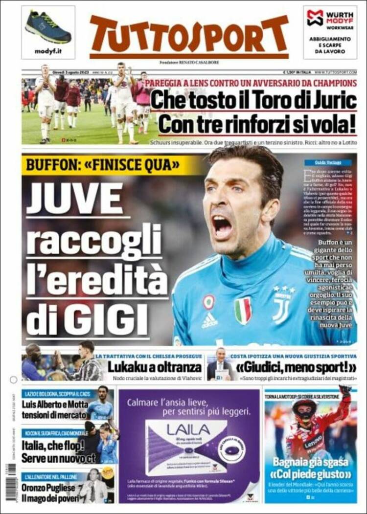 Portada de Tuttosport (Italia)