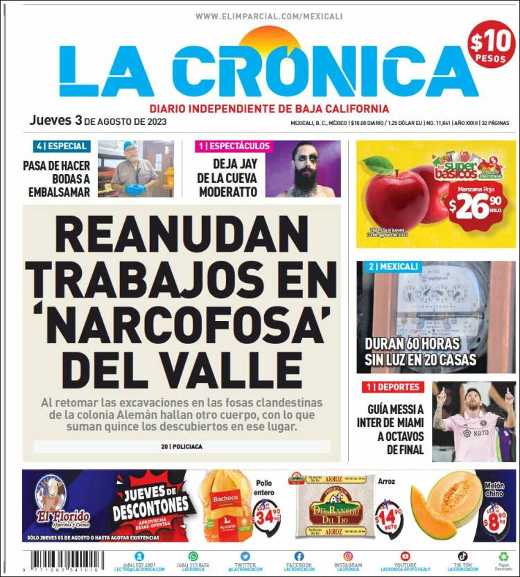 Portada de La Crónica de Baja California (M&eacute;xico)