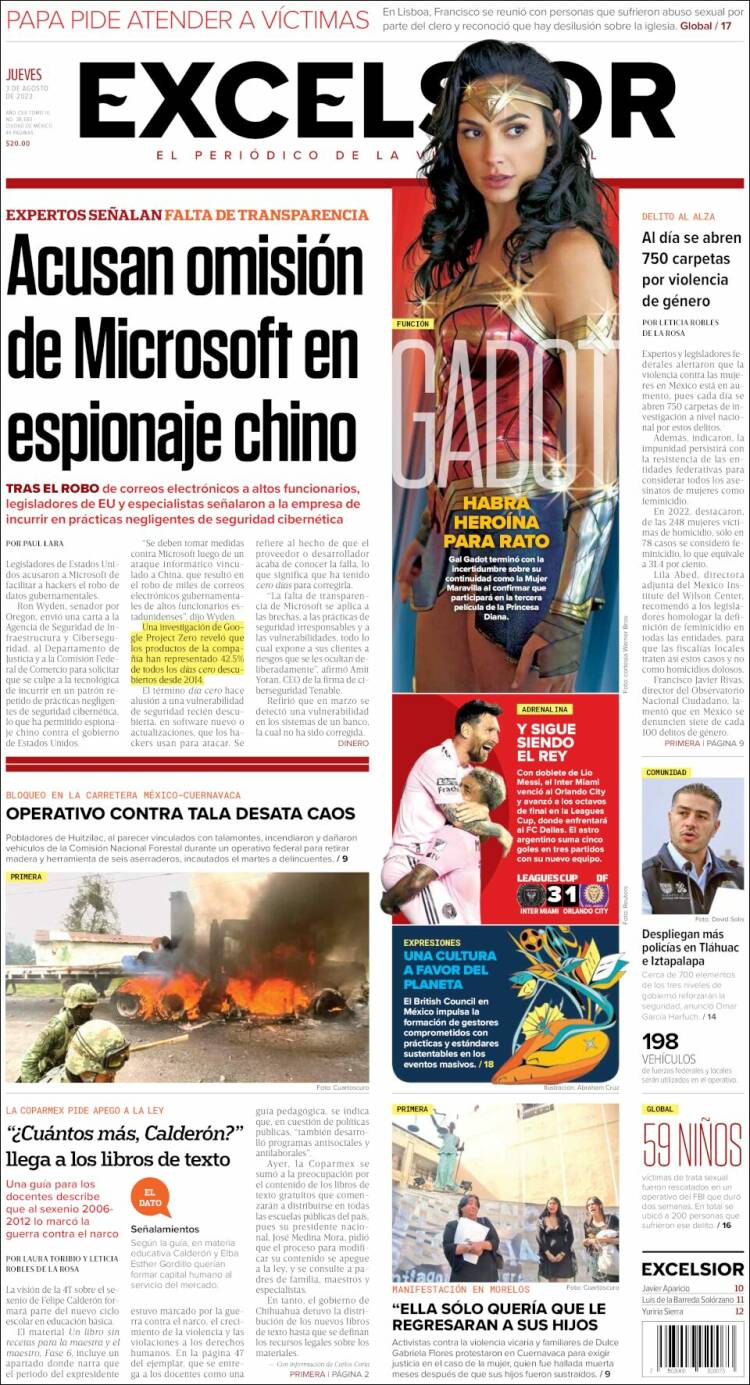 Portada de Excelsior (M&eacute;xico)