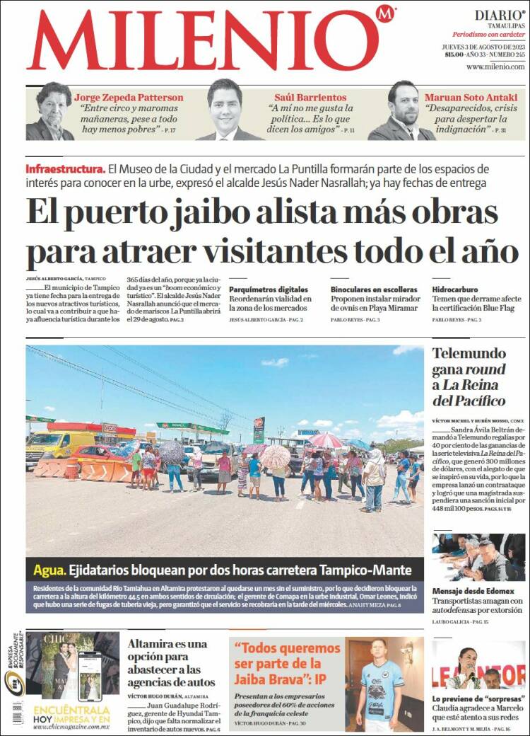 Portada de Milenio - Tamaulipas (M&eacute;xico)