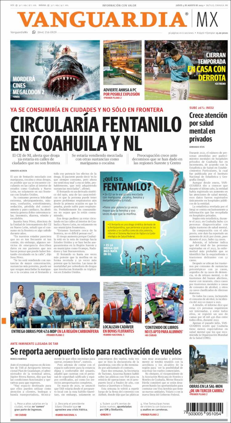 Portada de Vanguardia (M&eacute;xico)