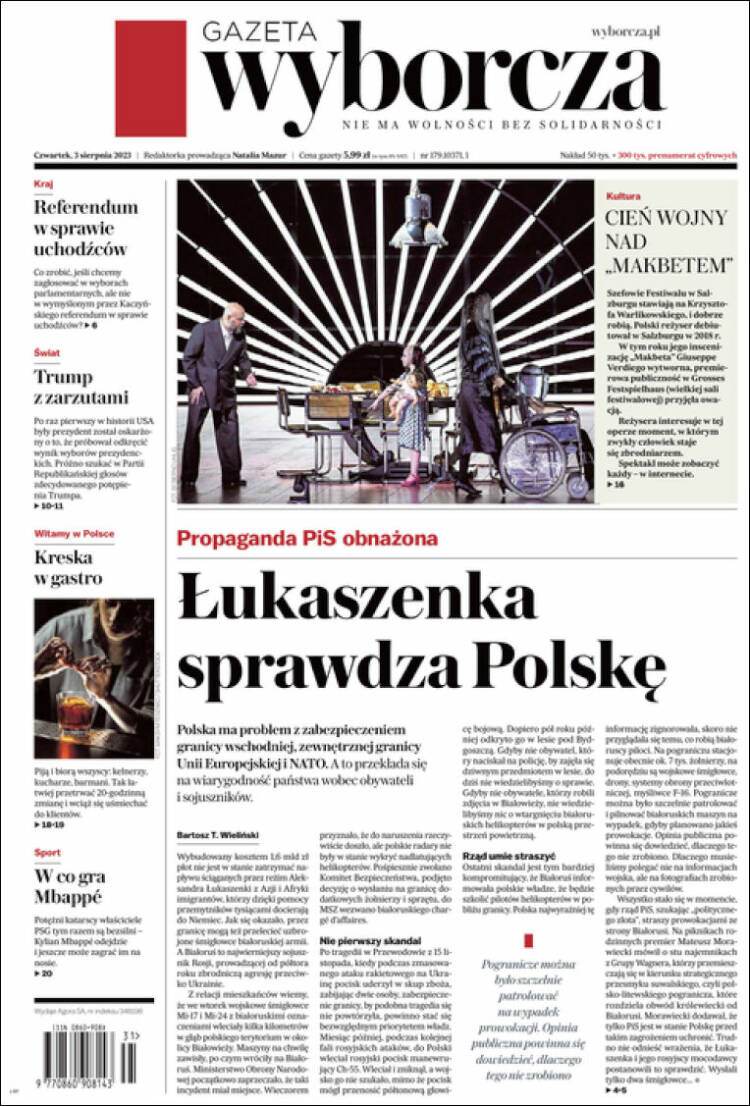 Portada de Gazeta Wyborcza (Polonia)